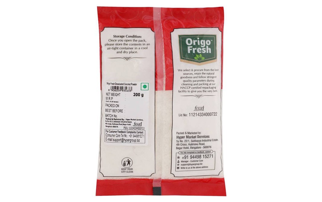 Origo Fresh Dessicated Coconut Powder    Pack  200 grams
